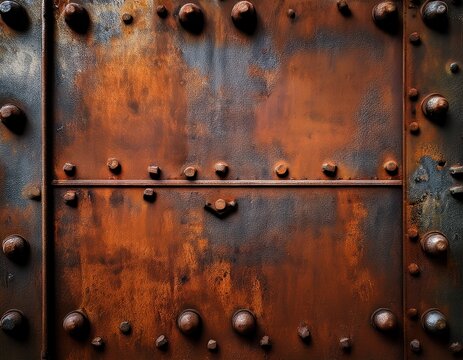 grungy metal texture with rust and rivets weathered industrial panels aged and distressed surface