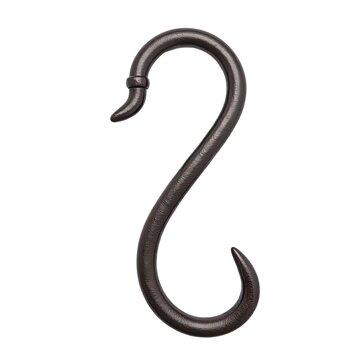 Illustration of a black hook with a long tail on a white background