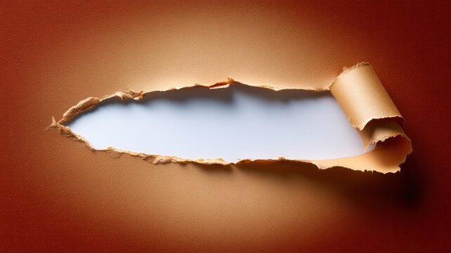 Torn brown paper revealing white space communicating new opportunities and breakthrough concepts