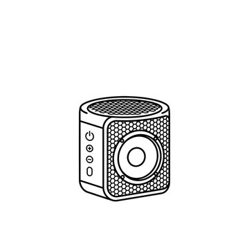 Mini portable bluetooth speaker outline icon on isolated white background