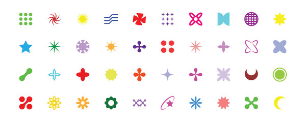 Fototapeta premium Geometric shape vector Y2k icon isolated on white background. Retro graphical y2k sign used for digital and graphic design.