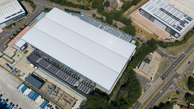 Aerial view of Data Center and HVAC Infrastructure in Hemel Hempstead