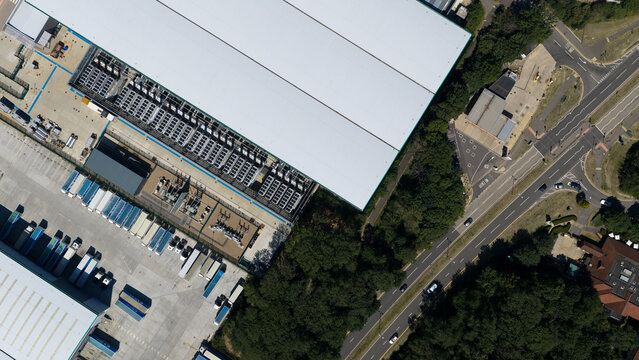 Aerial view of Data Center and HVAC Infrastructure in Hemel Hempstead