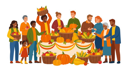 Fototapeta premium Diverse People Celebrating Autumn Harvest Festival