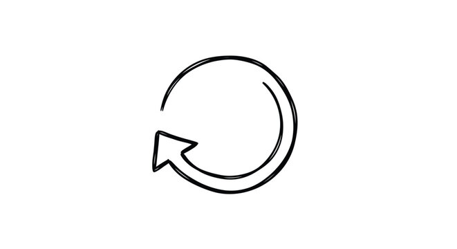 Circular arrow sketch icon on a white background
