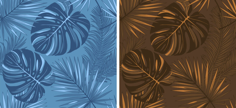 Tropical Palm tree Leaf seamless pattern Design. Summer T-shirt Design. hand drawing palm tree leaf's. botanical printed tee shirt design in vector.