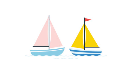 Fototapeta premium Two sailboats on water colorful vector illustration with white background