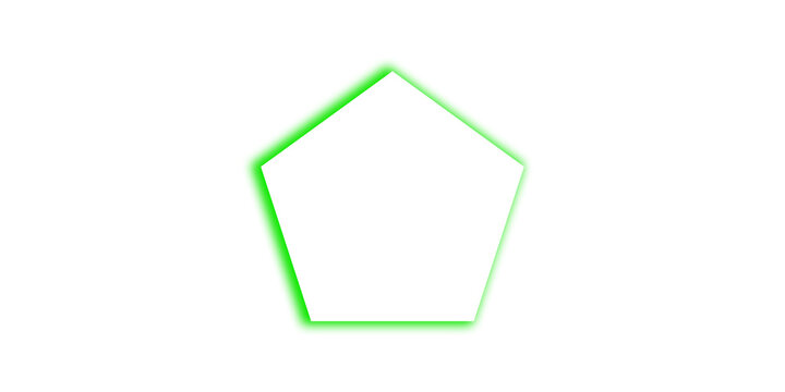 Glowing green pentagon shape isolated on transparent background for modern graphic design use