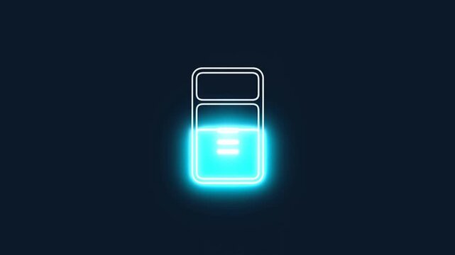 Slow zoom in reveal of glowing usb flash drive icon pulsing and brightening on dark interface background with centered neon cyan outline
