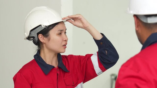 Construction inspectors and engineer discussing project details at an unfinished building site, teamwork, communication, safety compliance, site supervision, safety, construction project management.