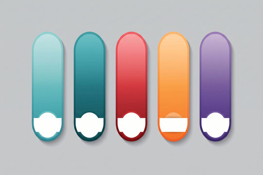 Five colorful rounded rectangles with white sections for text in a clean infographic design