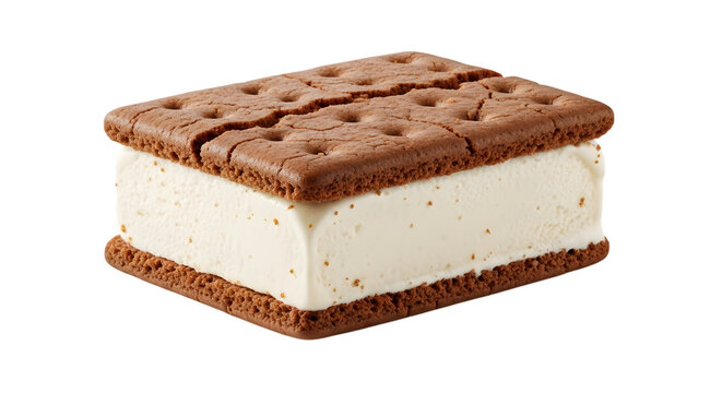 A delectable chocolate ice cream sandwich with a vanilla filling beautifully presented and isolated on transparent background