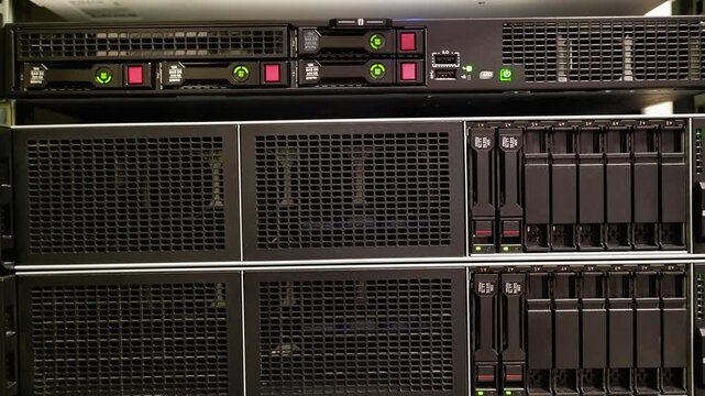  Rack Servers Close-Up Static B-Roll 4K Data Center