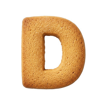 Font specimen letter d cookie biscuit baked alphabet typography pastry as transparent cutout