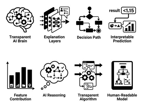 Explainable ai concepts infographic icons set