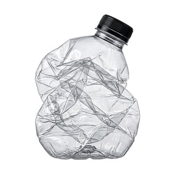 Font specimen crushed plastic bottle recycling concept as cut out PNG