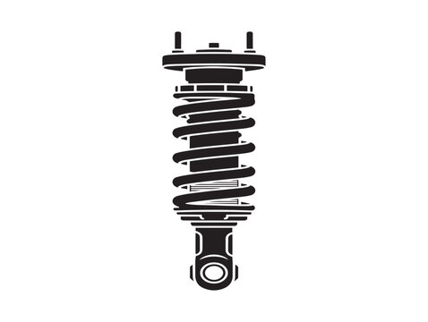 Car coilover suspension icon. Automotive shock absorber silhouette for vehicle repair.