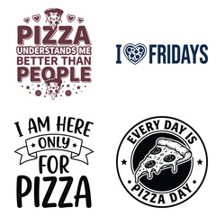 Obraz premium Funny pizza quotes and vintage typography badge designs collection