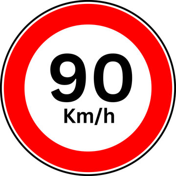 Speed Limit 90 kmh Sign