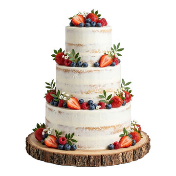 Font specimen three tier wedding cake with berries as PNG asset
