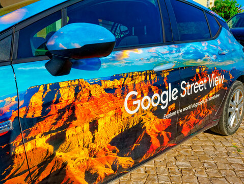 Lisbon, Portugal - May 2022: Google Street View Car on the Lisbon streets