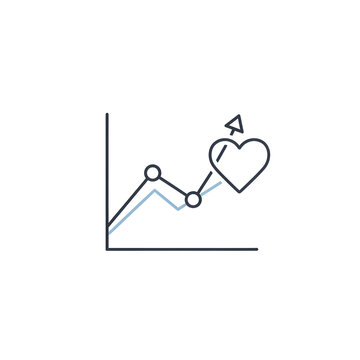 Love Growth Chart Icon, Isolated on Transparent Background PNG