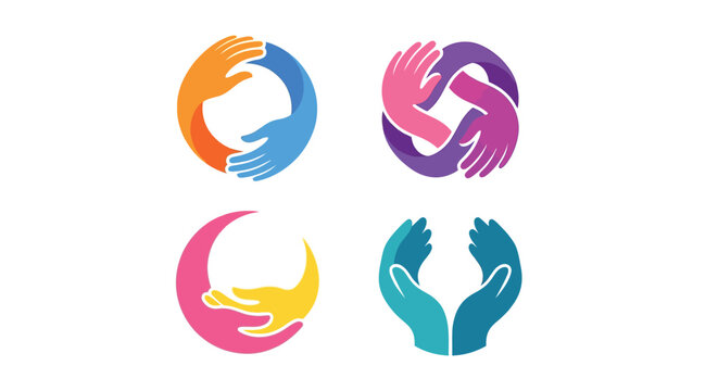Interlocking Hands Vector Illustration With Vibrant Color Palette