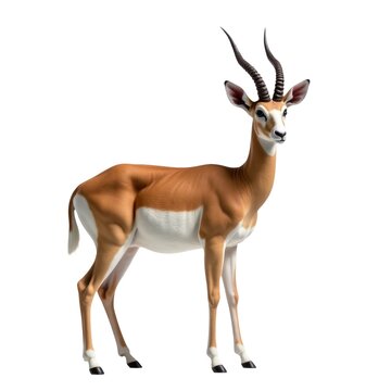 An antelope standing on a white surface