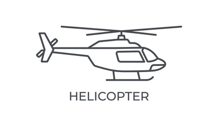 Obraz premium Helicopter Line Art Illustration Minimalist Design On White Background
