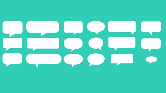 Speech Bubbles set. Speech bubbles blank isolated on cyan background.Motion graphics of concept