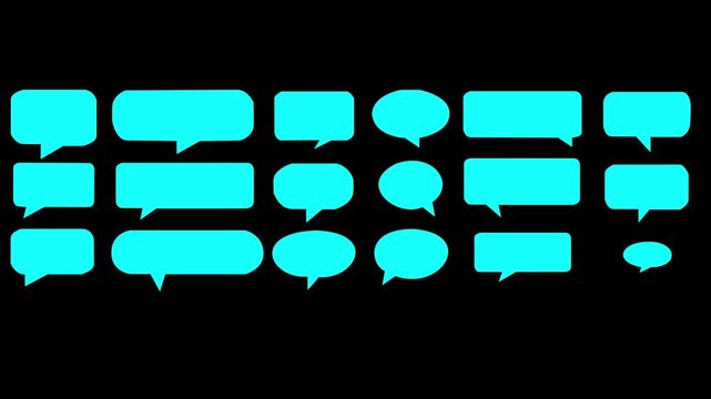 Speech Bubbles set. Speech bubbles blank isolated on black background.Motion graphics of concept