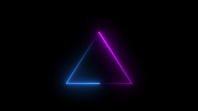 Abstract Neon triangle concept. Glowing neon triangle loop background.Motion graphics of concept