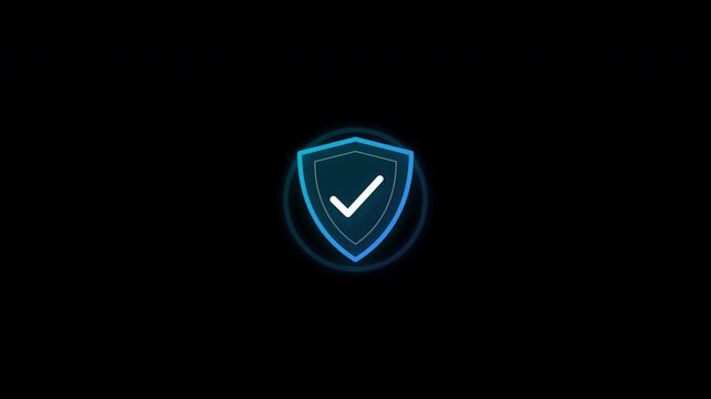 Digital Shield Icon with Checkmark Animation Security Protection Technology Concept