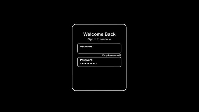 Glassmorphism login form ui element with input fields and sign in button for web development.Motion graphics of concept