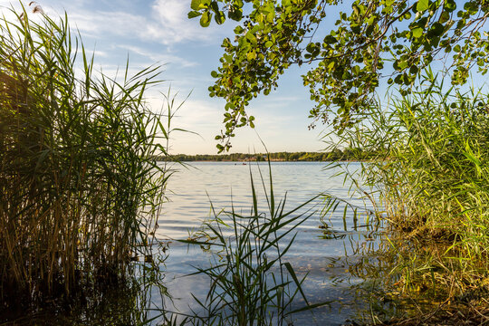Ein wundersch&ouml;ner Sonnenuntergang am Cospudener See in Leipzig im Sommer