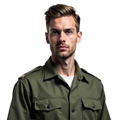 Obraz premium A man in a military uniform looking directly at the camera