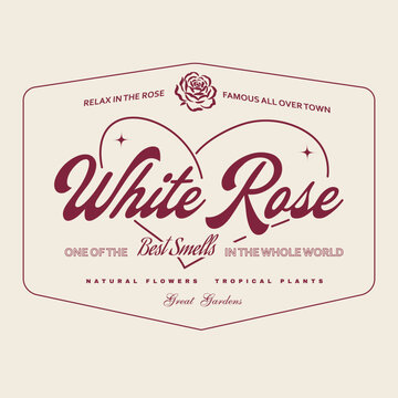 Girl's Graphics vector. White Rose Slogan Typography Text. Handwriting Font. Vintage Women's Fashion Graphics. Graphic tee. Vector Graphics. 
