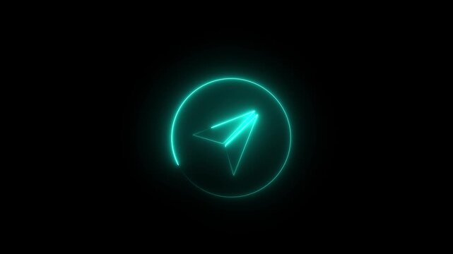 Neon telegram icon isolated on black background. motion graphic animation