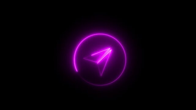 Neon telegram icon isolated on black background. motion graphic animation