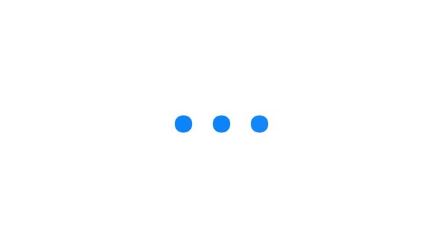 Abstract loading 3 dots looping progress icon animation. 3 blue color loading dots animated on white background. animation