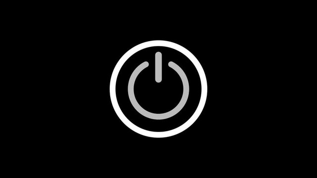 White power reset button sign. black background. Motion Graphic concept. animation