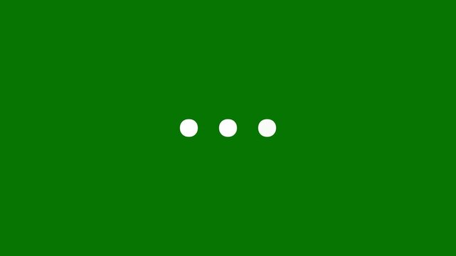 Abstract loading 3 dots looping progress icon animation. 3 white color loading dots animated on green background. animation