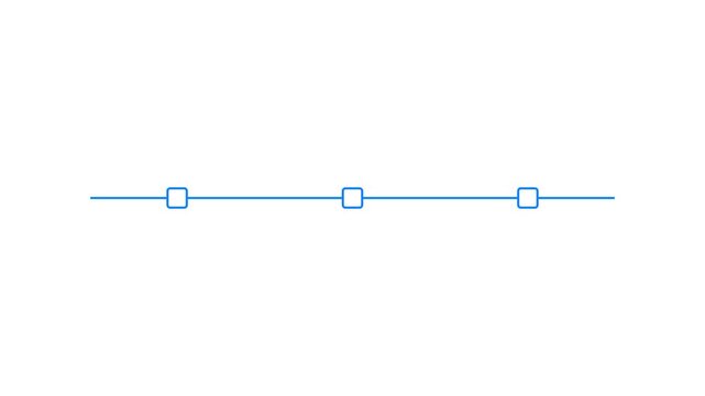 Animation Minimal Timeline with Three Circular Points on white Background. Animated moving line with appearing 3 checkpoints as circles.. Motion Graphic concept. animation