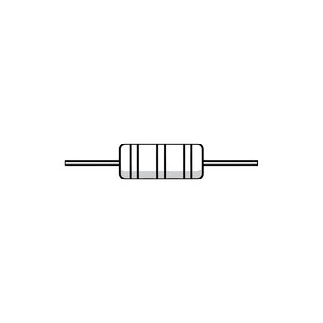 Electronic resistor component with color bands isolated on white background vector illustration for circuit design and engineering diagrams
