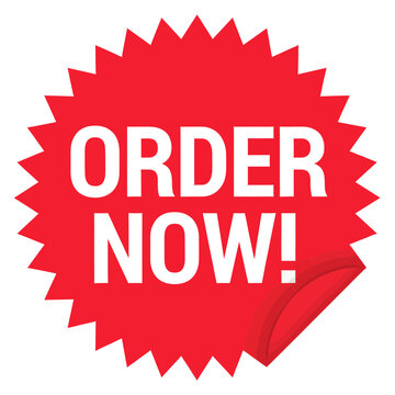 Red Explosion Style Order Now Button Graphic Design Isolated