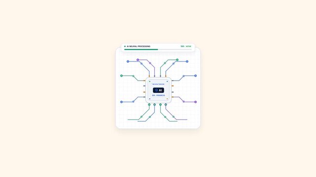 Microchip processor icon with circuit board lines on white background for technology and digital innovation concept