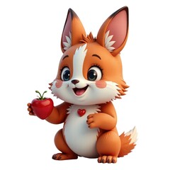 Naklejka premium A colorful illustration of a fox holding an apple