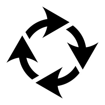 rotation of four black arrows icon on white background.