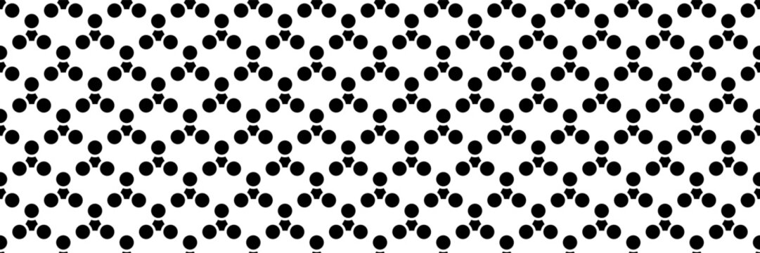horizontal seamless of black polka dot with hexagon design for pattern and background.