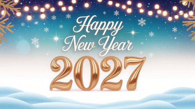 Happy new year 2027 celebration with glitter background